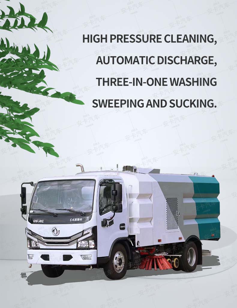  Dongfeng 4x2 high pressure Road Sweeper Washer Truck detailed diagram