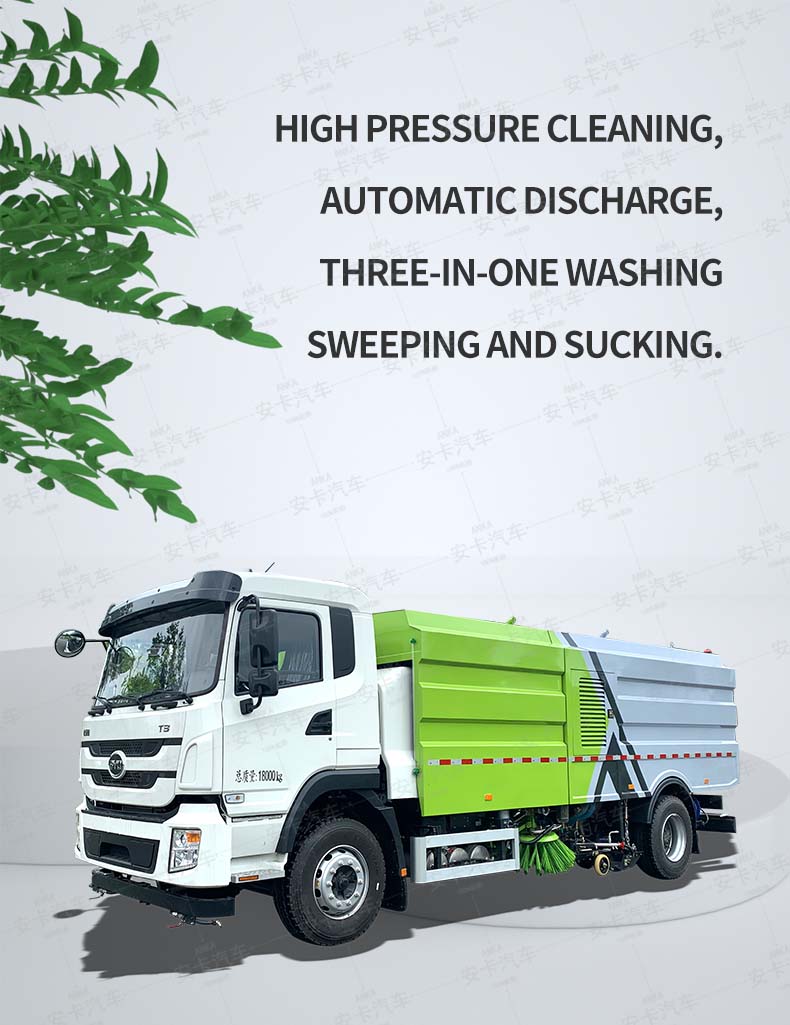  BYD pure electric road sweeper truck with high-pressure detailed diagram