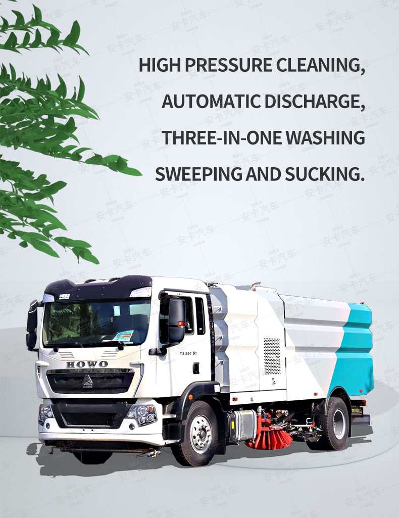  HOWO 9m3 washing road sweeper truck Detailed Diagram
