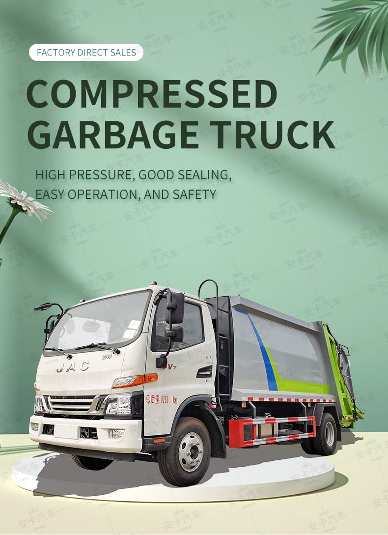  JAC 8m3 4*2 compressed garbage truck for garbage collect detailed diagram