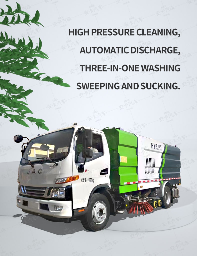  JAC 4*2 4 cbm stainless steel street road sweeper truck Detailed Diagram 