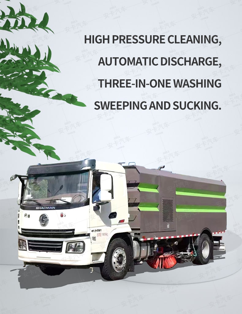  SHACMAN 9m3 road sweeper truck with water spray Detailed Diagram