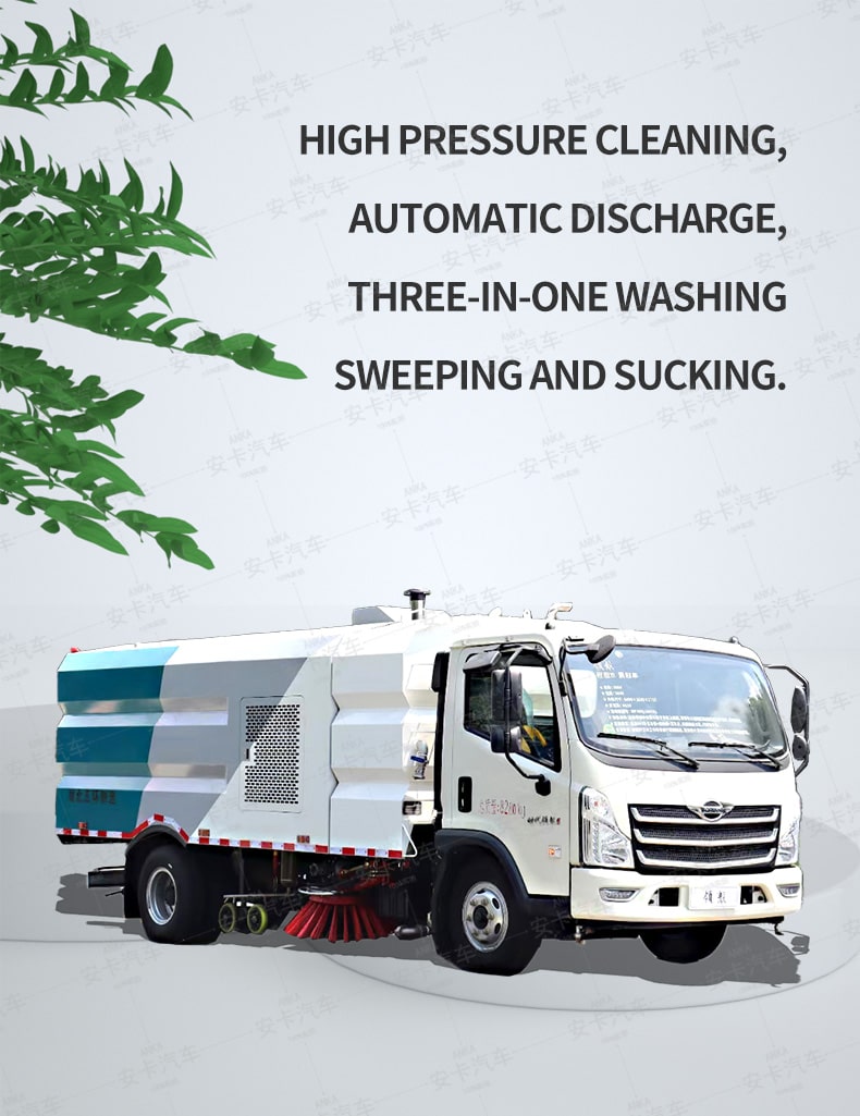  Foton 4m3 high pressure road brushing sweeper truck Detailed Diagram