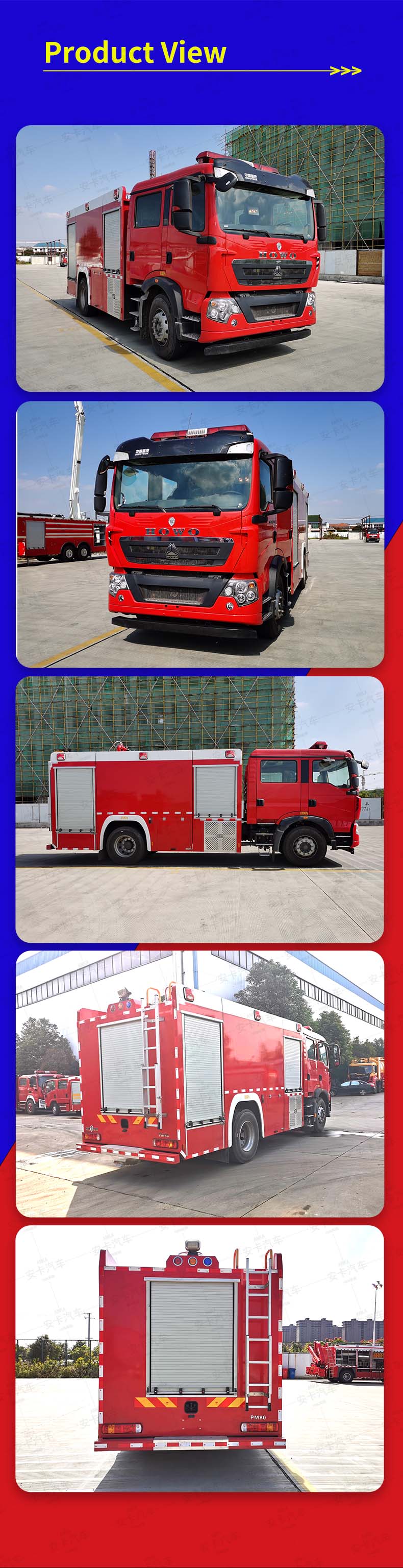 Howo 4x2 8000L water tanker fire fighting truck Product  Pictures