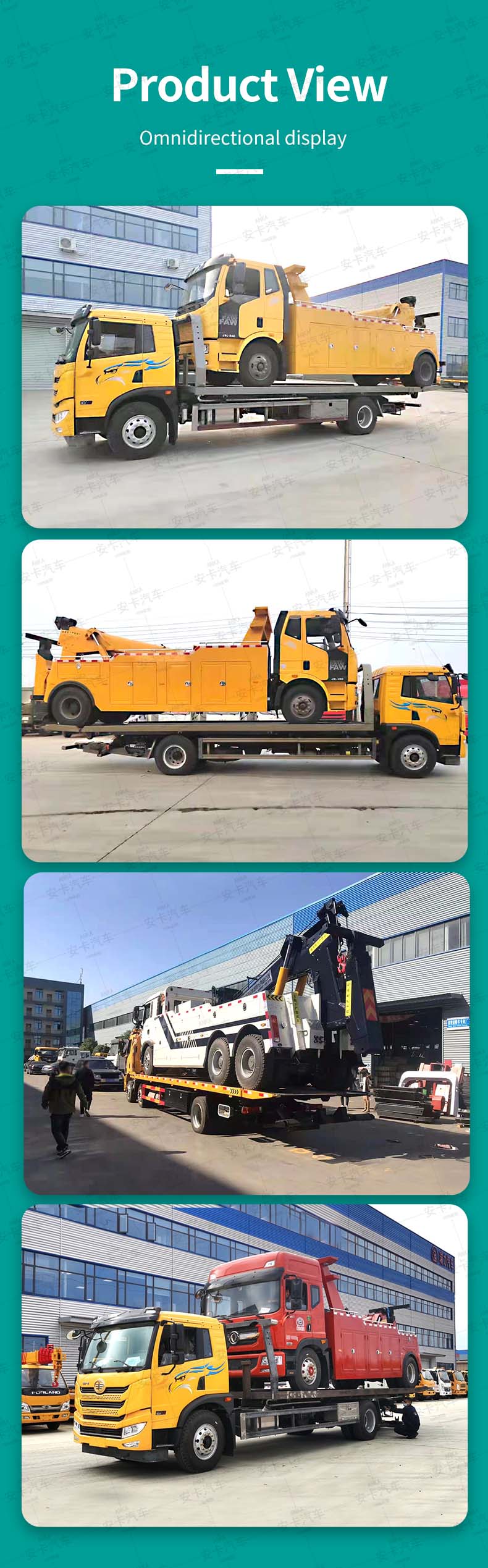  Faw 10ton flatbed road wrecker tow truck Product  Pictures
