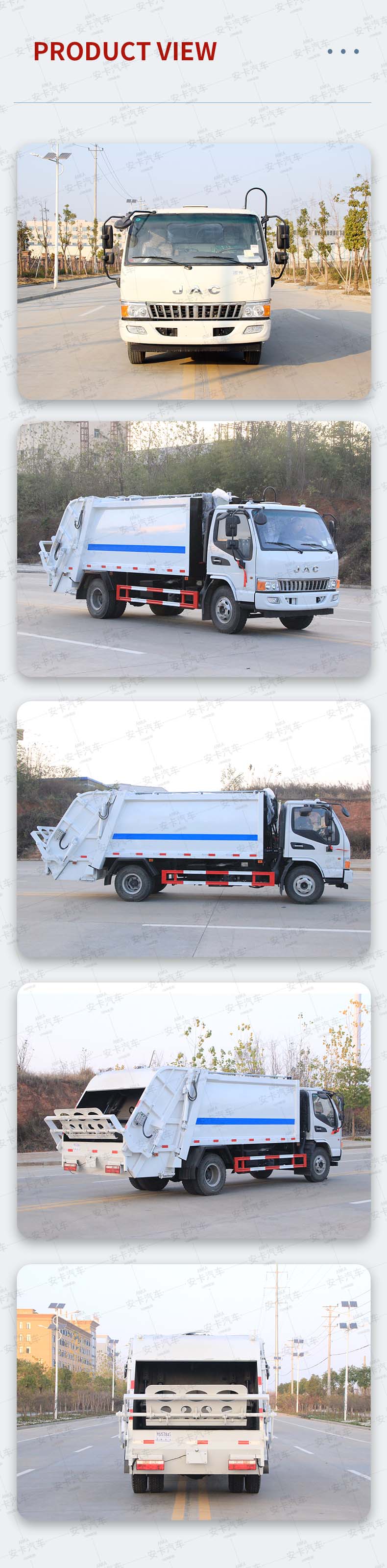  Jac 4x2 Rear Loading 6cbm Compressed Garbage Truck Product  Pictures