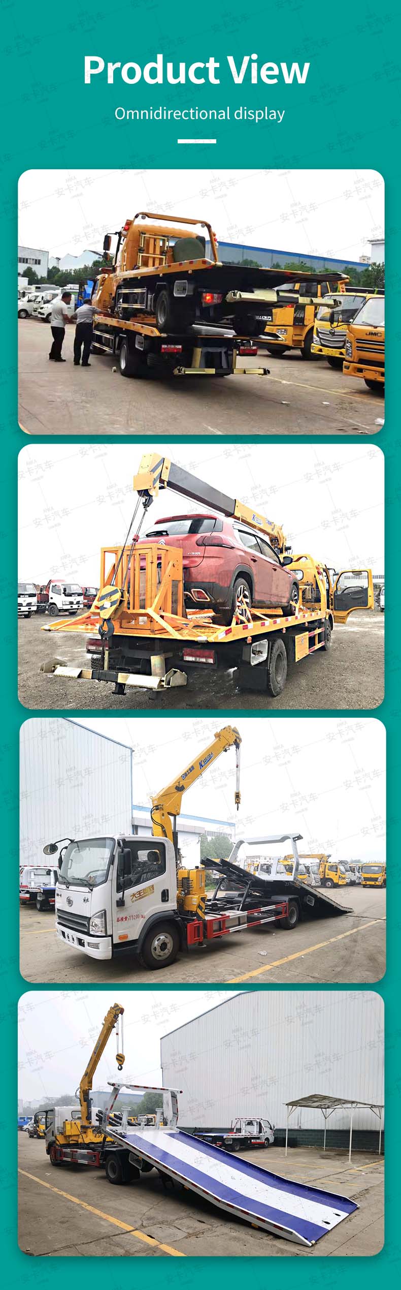  Faw 4x2 5ton road wreckers tow platform trucks with crane Product  Pictures