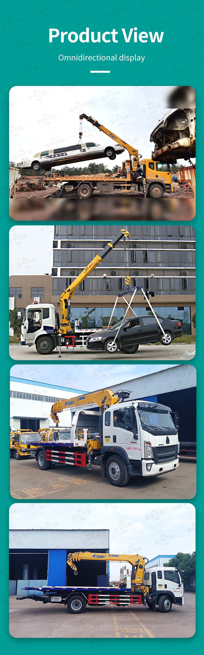  HOWO 10 ton 180 HP flatbed wrecker tow recovery truck Product  Pictures