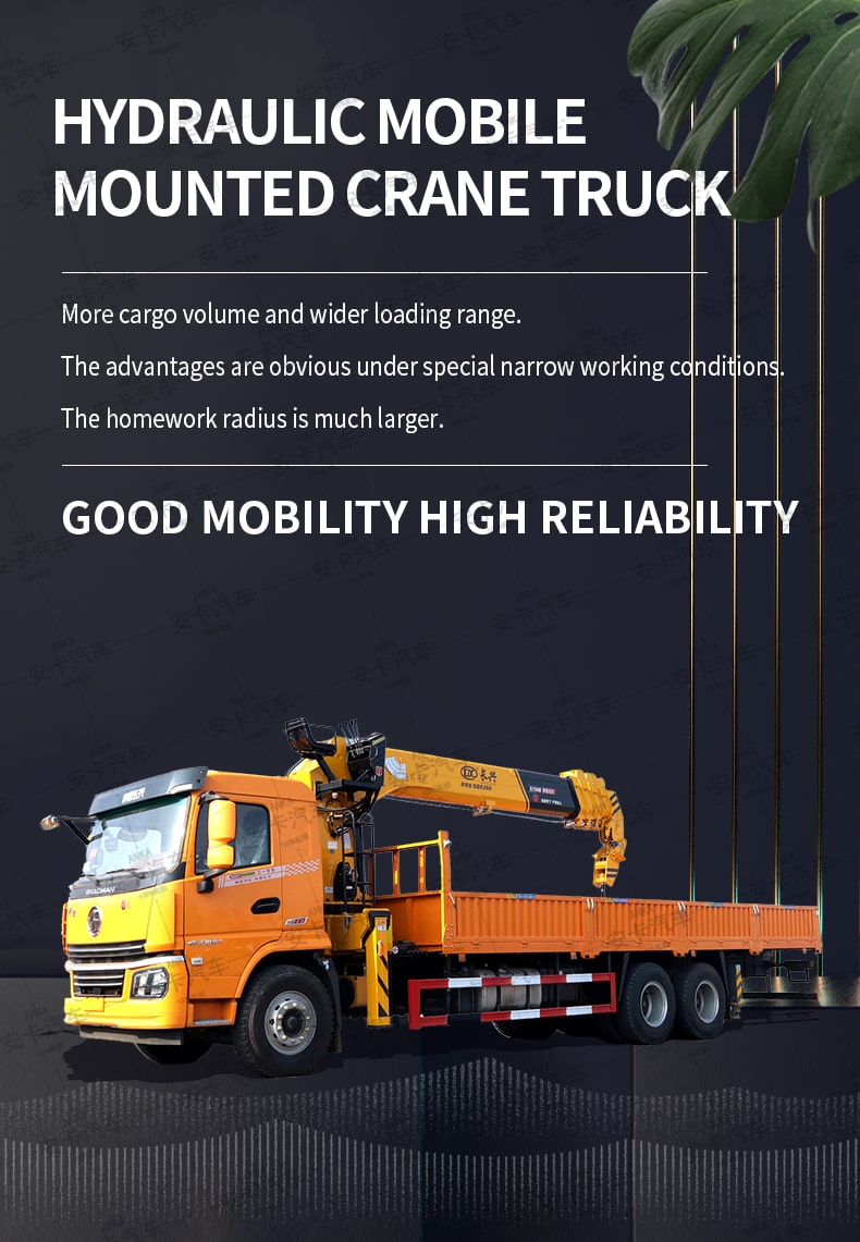  SHACMAN 8*4 straight telescopic boom truck mount crane Detailed Diagram
