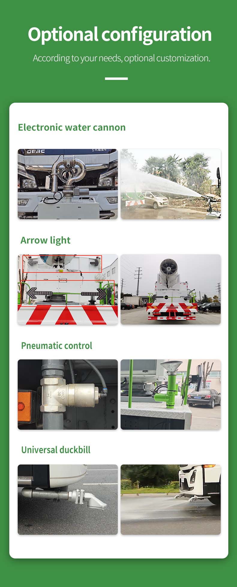  Foton 4x2 10000L water spraying sprinkler truck Optional Accessories
