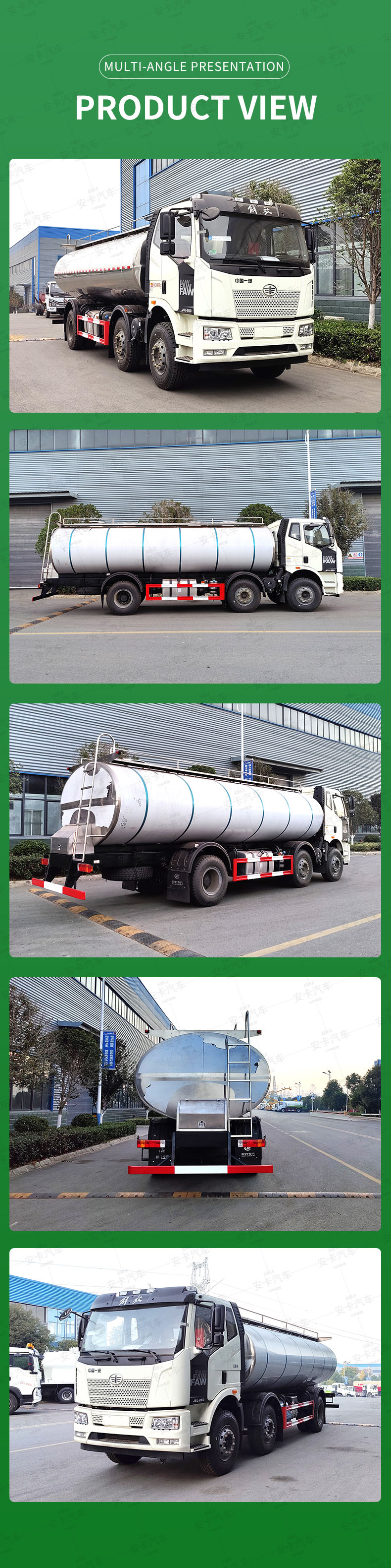  FAW 3 axles 6*4 19.5m3 edible water milk tank truck Product  Pictures