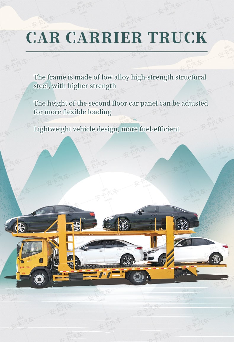 FAW steel chassis 3 cars double deck car carrier trailer  Detailed Diagram