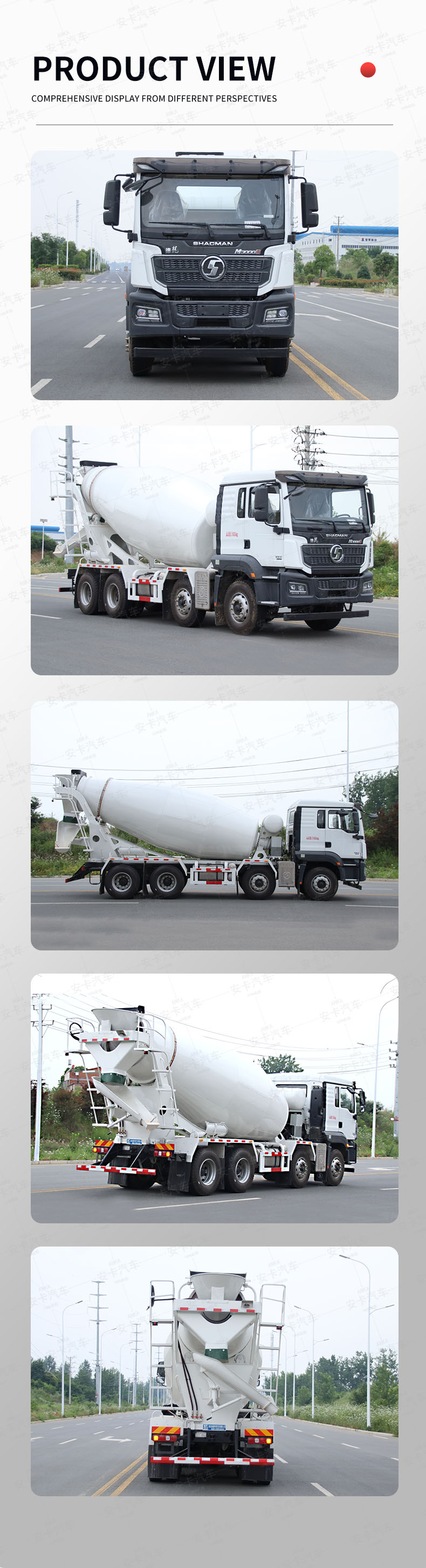  SHACMAN 8*4 8cbm full power take-off cement mixer truck  Product  Pictures