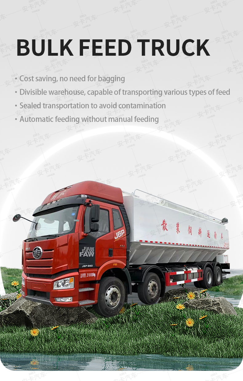  FAW 8*4 pig chicken cattle feed transportation truck Detailed Diagram
