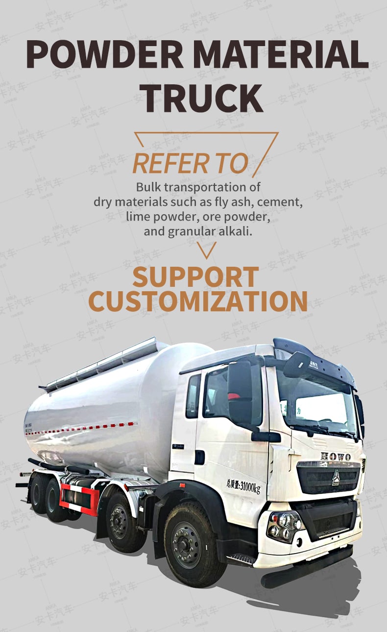  HOWO 30 cbm 8*4 wheat corn cement material tank truck Detailed Diagram