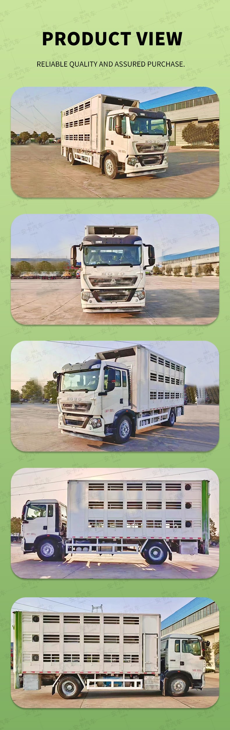 Camion de transport de volaille pour animaux HOWO, porcs, poulets, bétail, photos du produit