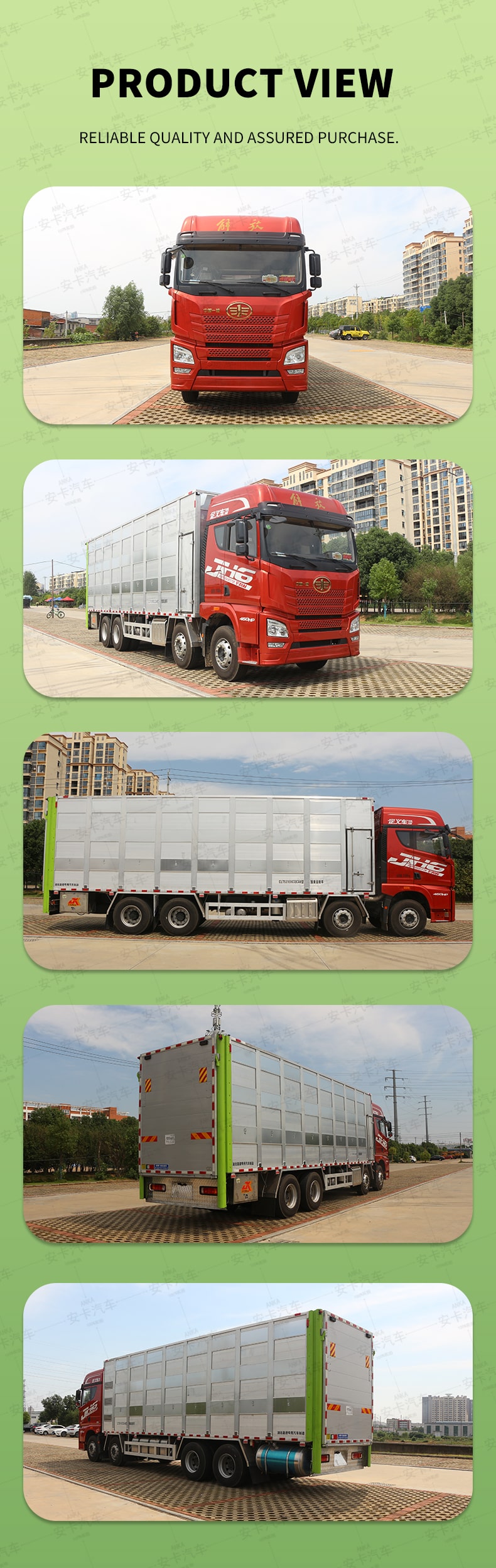  FAW 8*4 animal poultry chicken pig transport truck Product  Pictures