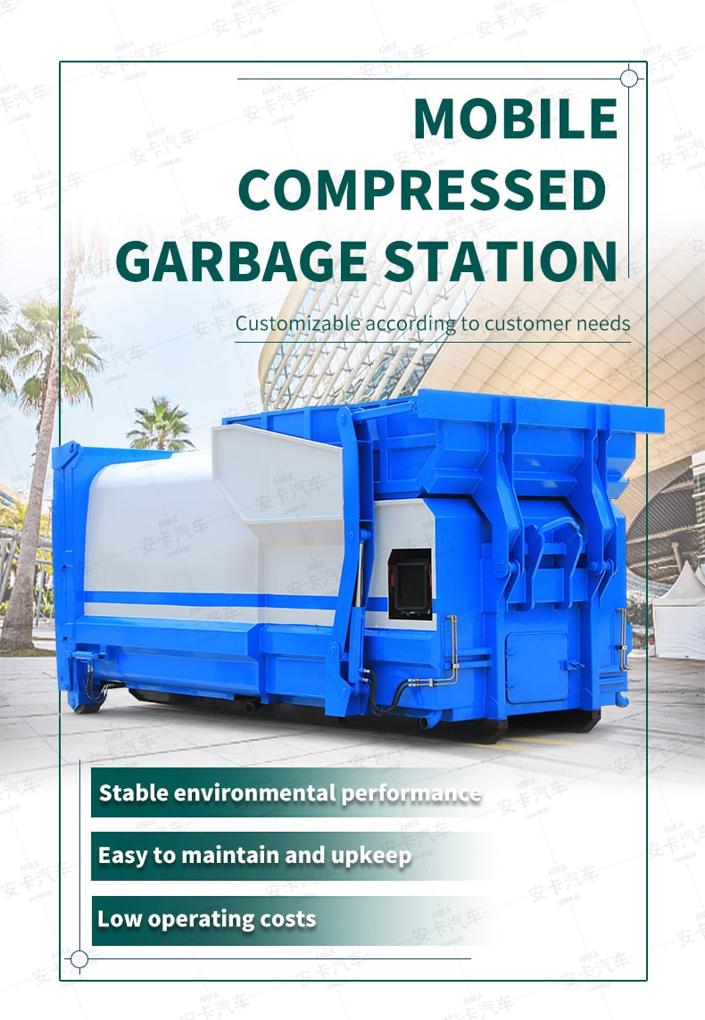 Diagramme détaillé du camion poubelle amovible avec moteur Cummins de 10 m3