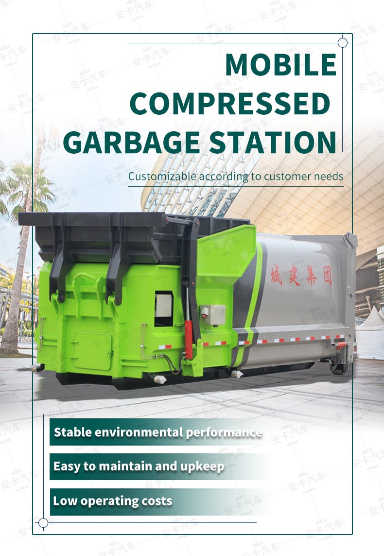  18cbm hook arm mobile compressed garbage station Detailed Diagram