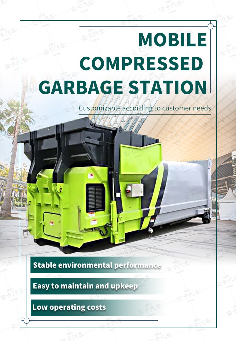  6cbm cummins engine hook arm mobile compressed garbage station Detailed Diagram