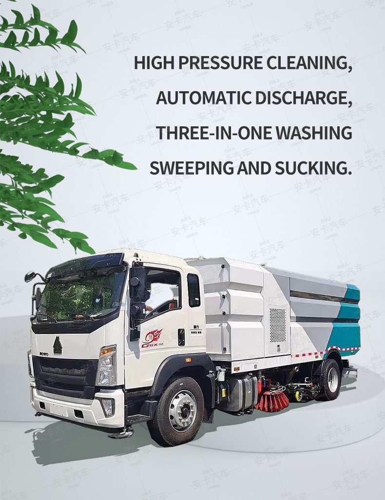  SINOTRUK 4*2 high pressure used or new road sweeper truck Detailed Diagram