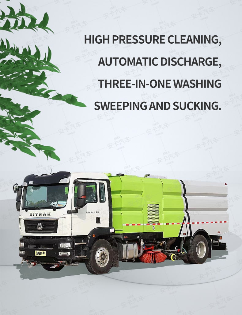  HOWO new or used 4*2 Street Sweeper with High Pressure Detailed Diagram