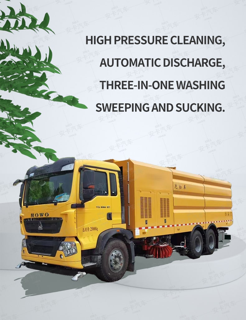  SINOTRUK high pressure 6*4 road street sweeper trucks Detailed Diagram