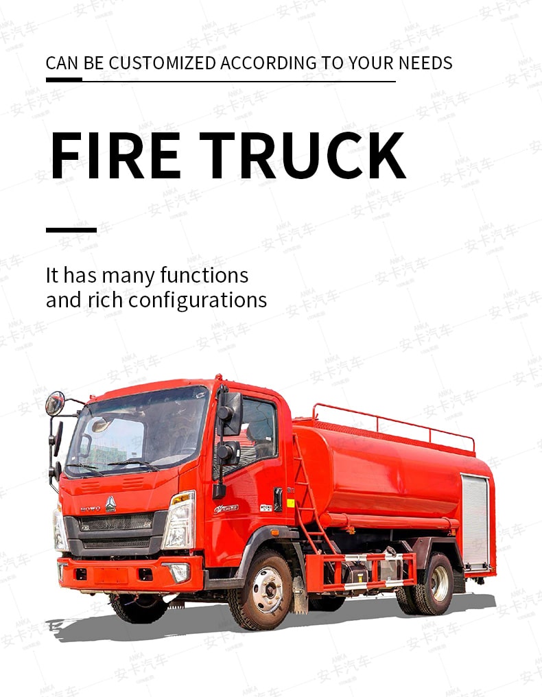  SINOTRUK specialized vehicle 4*2 5cbm water tank fire truck Detailed Diagram