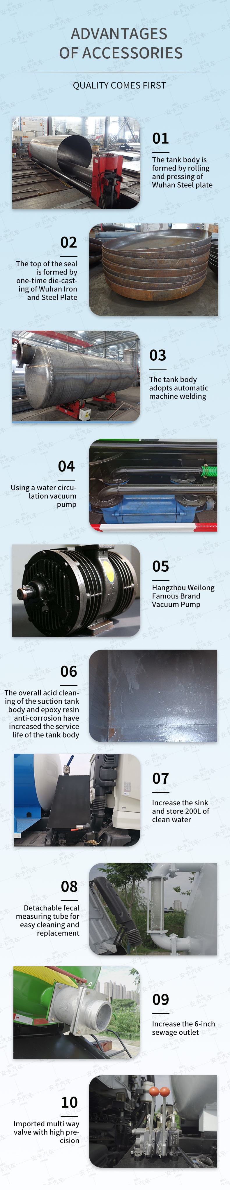  JAC 4*2 high pressure sewage suction cleaning truck Advantages of Accessories