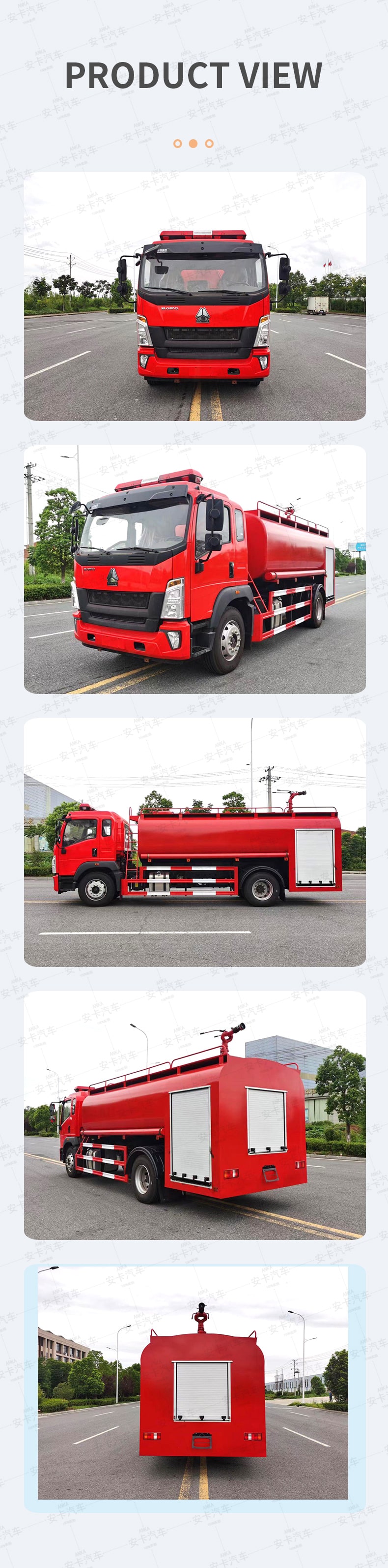  SINOTRUK low price 4*2 8cbm water tank fire truck Product  Pictures