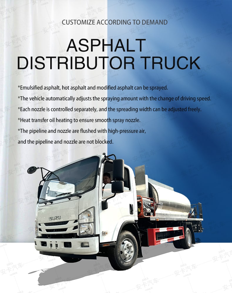 ISUZU 8 CBM 4*2 bitumen spray asphalt distributor truck Detailed Diagram
