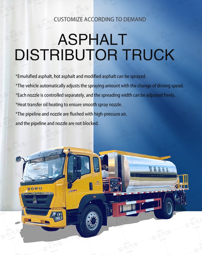  HOWO 13CBM automatic road asphalt distributor truck Detailed Diagram