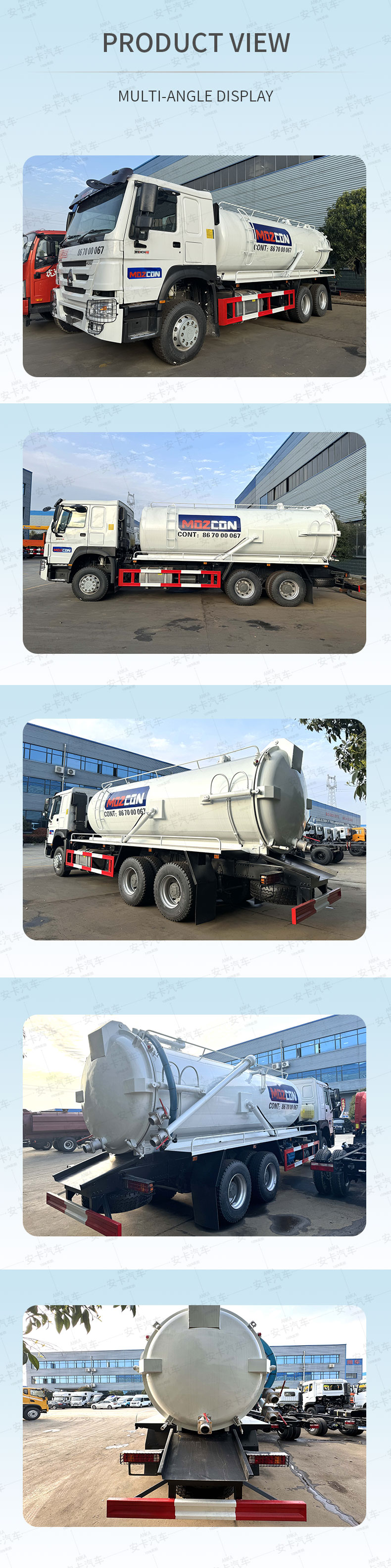  HOWO 20 cubic jetting vaccum sewage suction tanker trucks Product  Pictures