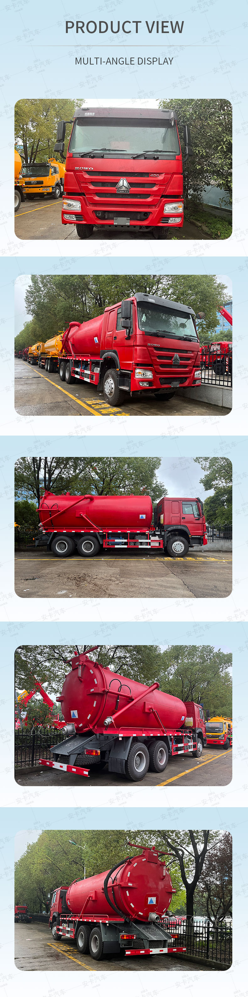  HOWO 22 cubic drainage jetting vacuum sewage suction truck Product  Pictures