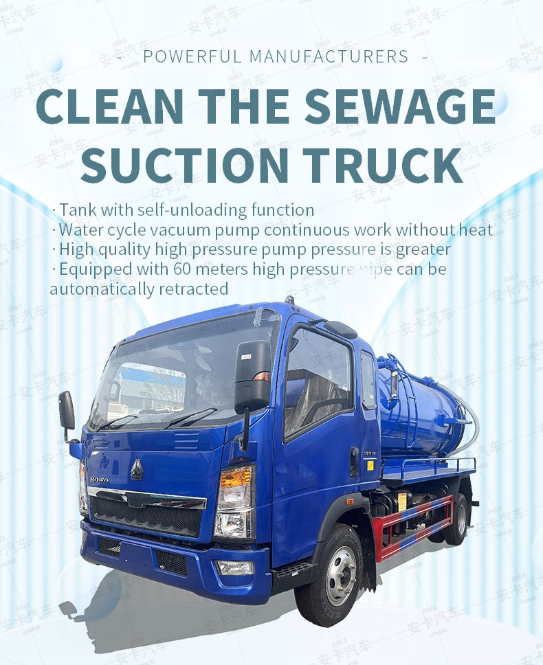  SINOTRUK 4*2 5 cubic vaccum fecal sewage suction truck Detailed Diagram