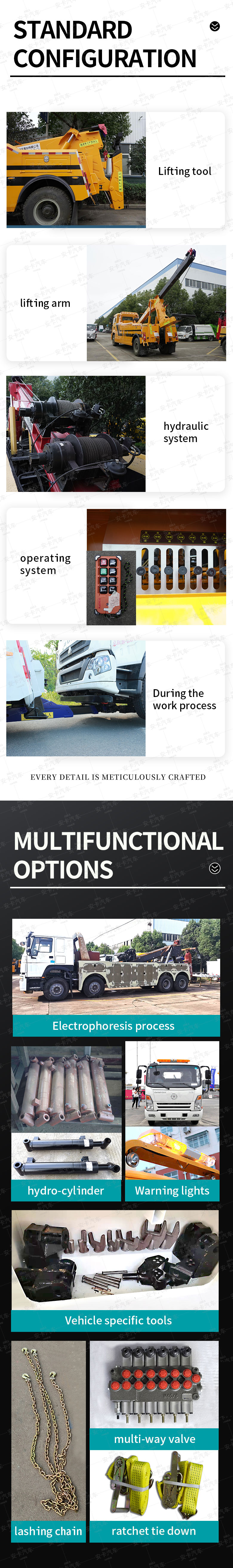  China FAW 4*2 heavy duty 360 rotation towing wrecker truck Craftsmanship Details