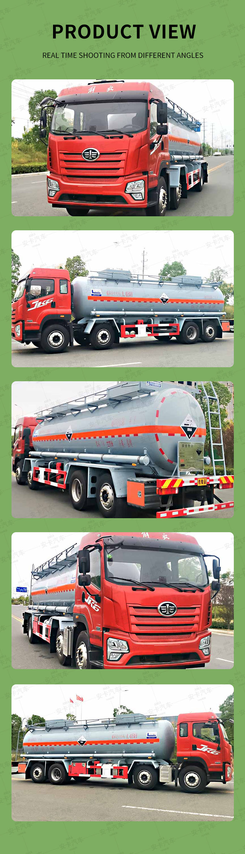  FAW 20 ton 8*4  acetic phosphoric solution transport truck Product  Pictures