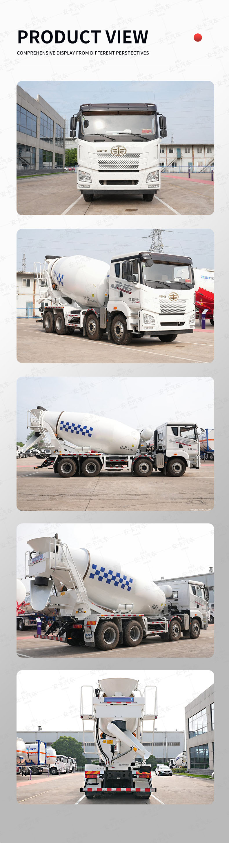  FAW 8*4 heavy duty mixer truck 10 m3 with speed control Product  Pictures