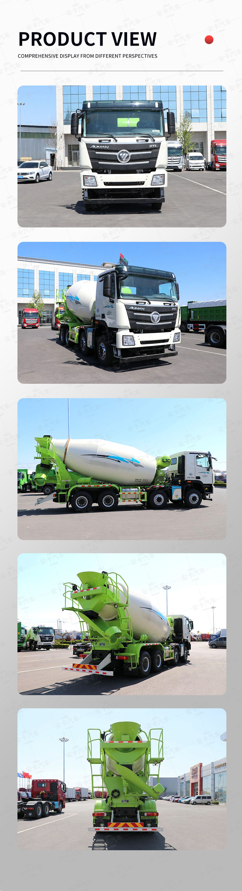  FOTON 8*4 10 cbm concrete mixer truck with pump Product  Pictures