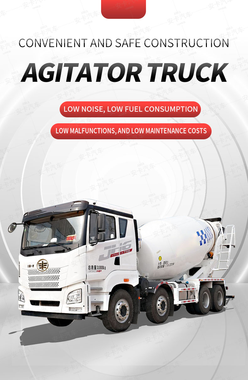  FAW 8*4 heavy duty mixer truck 10 m3 with speed control Detailed Diagram