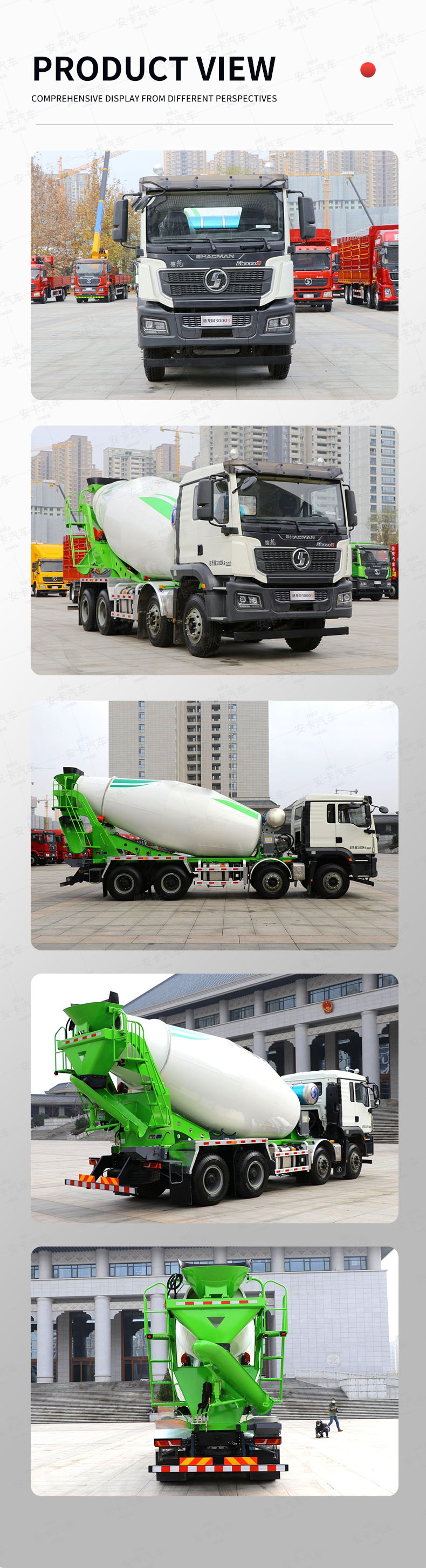  SHACMAN 8*4 cement tanker 8 cbm concrete mixer truck Product  Pictures