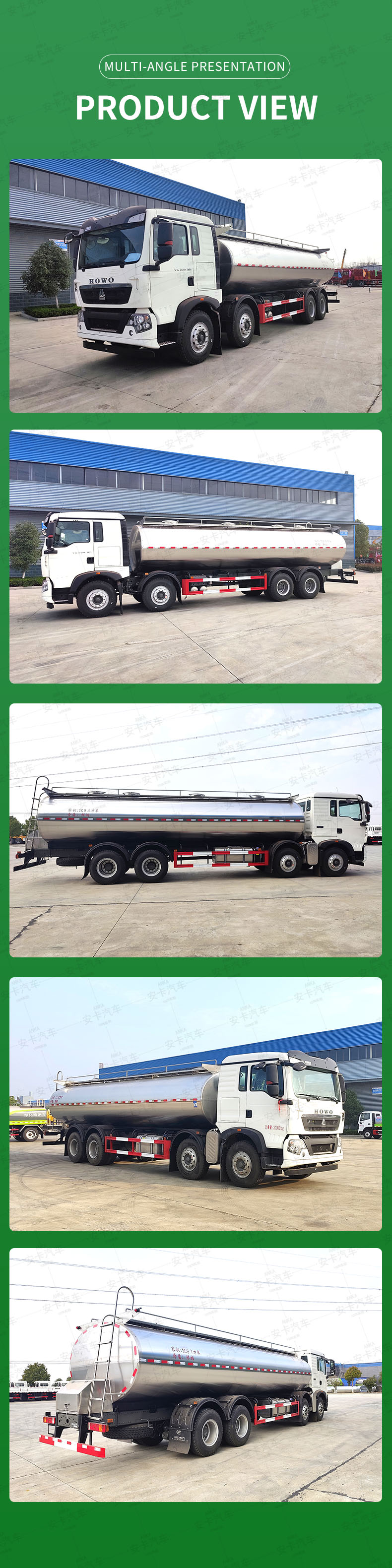  HOWO 8*4 22000L stainless steel liquid water milk tank truck Product  Pictures