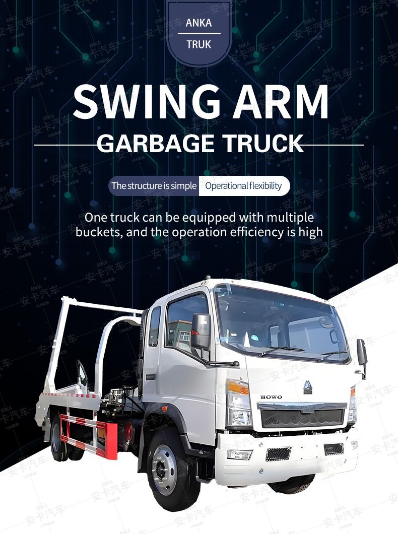  New or used Howo 7CBM Swing Arm Skip Loader Garbage Truck Detailed Diagram