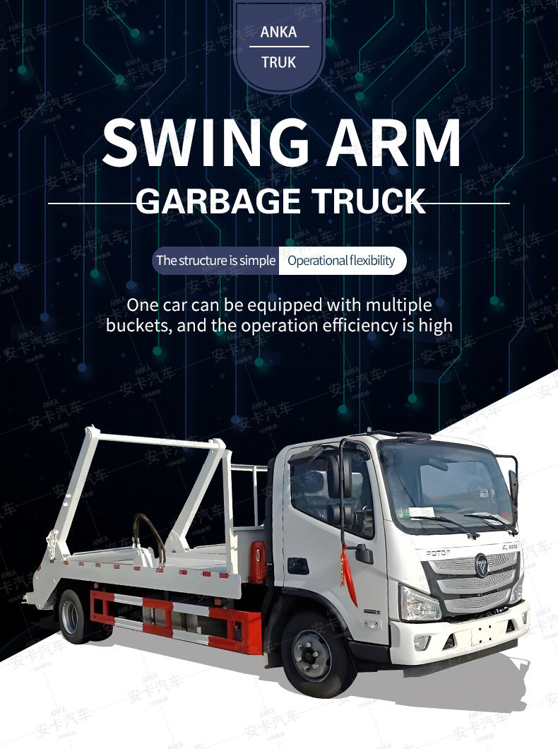  Foton 6m3 Swing Arm Container Rear Loader Garbage Truck Detailed Diagram