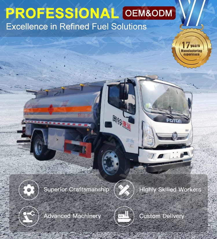 Foton Ollin 4x2 9800L Steel Fuel Tanker for Rural Fueling