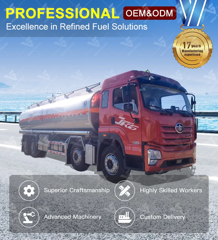 FAW 8x4 30500L Fuel Tanker Truck Serving Depot Supply