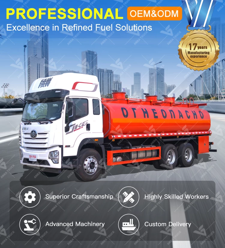 FAW 6x4 20 CBM Fuel Truck for Oilfield Delivery