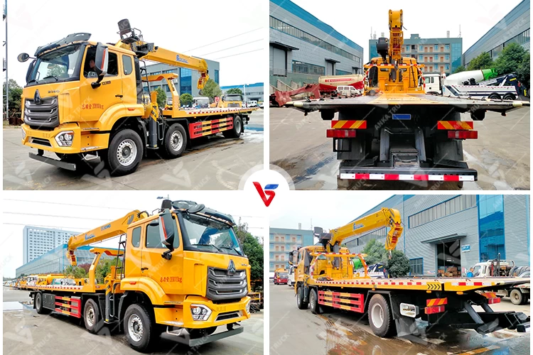 HOWO 6x4 Flatbed Wrecker Truck with Crane