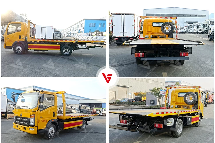 HOWO 4x2 Light Flatbed Wrecker Truck for Car Towing