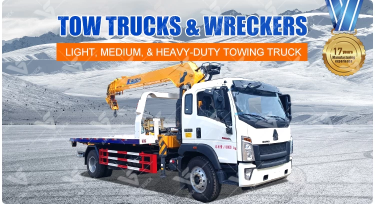 HOWO 4x2 Flatbed Wrecker Truck with 5-Ton Crane for Heavy Recovery
